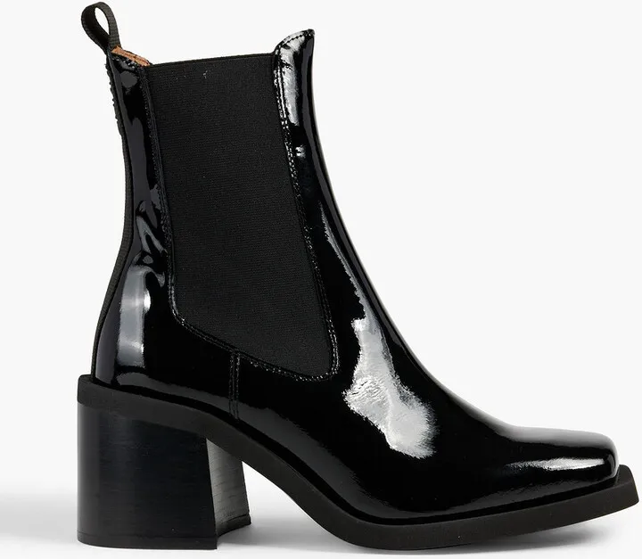 Patent-leather ankle boots