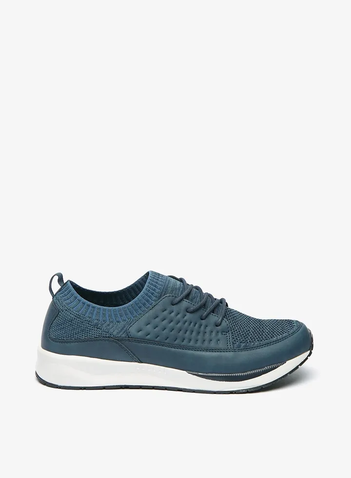 Mens Paneled Casual Sneakers with Lace-Up Closure