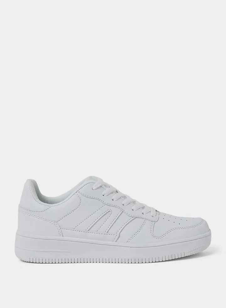 Solid Lace-Up Sneakers