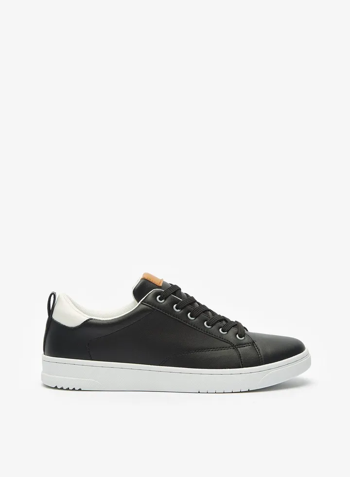 Mens Paneled Casual Sneakers with Lace-Up Closure