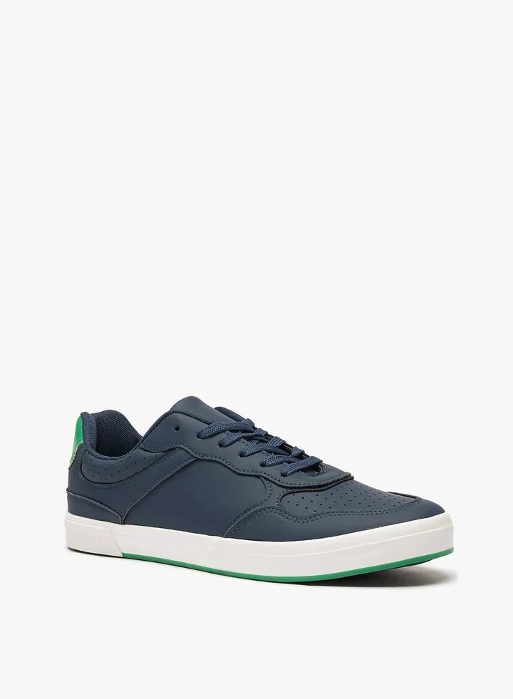 Textured Lace-Up Casual Sneakers
