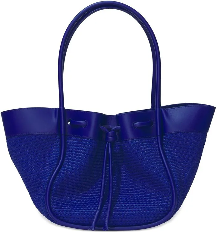 Large Raffia Ruched Tote Bag
