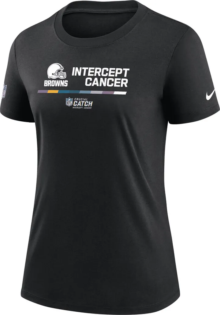 Nike Women's Dri-FIT Crucial Catch (NFL Cleveland Browns) T-Shirt in Black