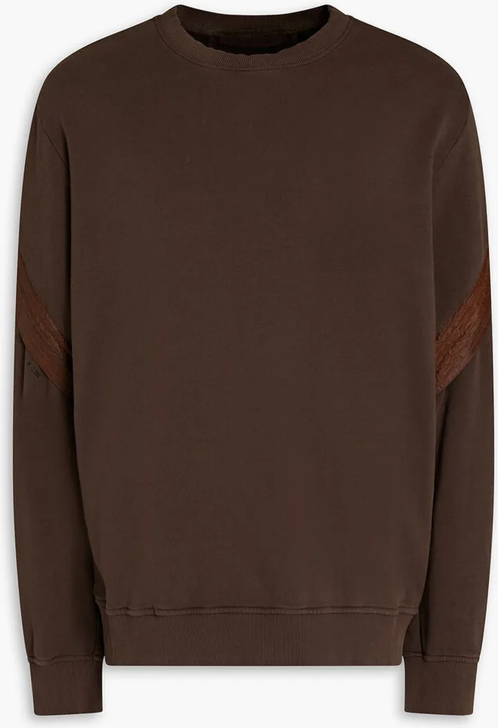 Taffeta-paneled cotton-fleece sweatshirt