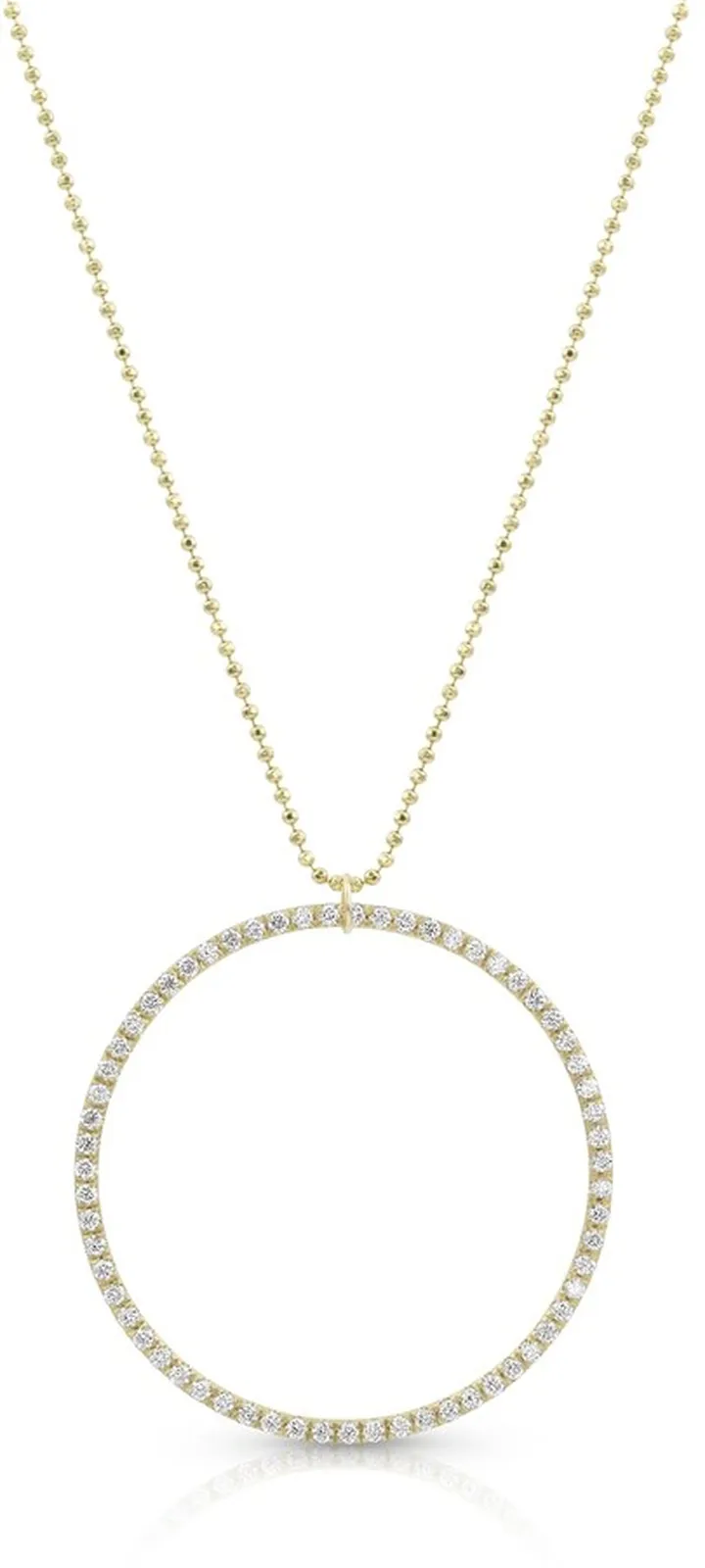 18k Yellow Gold Diamond Halo Pendant Necklace (Large)