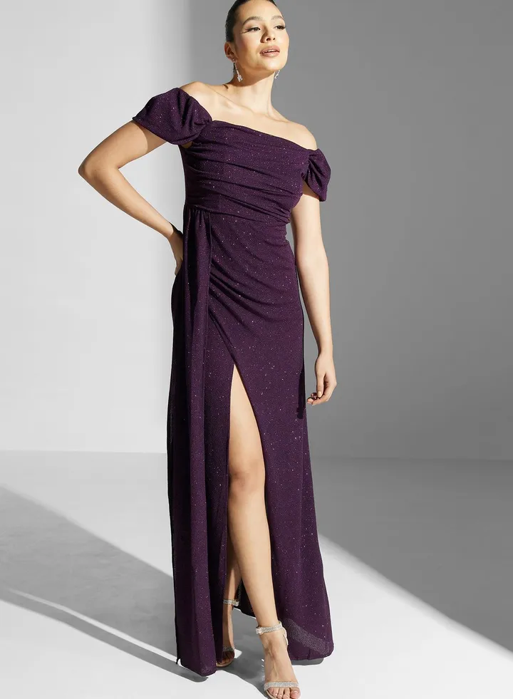 Shimmer Dress With Slit