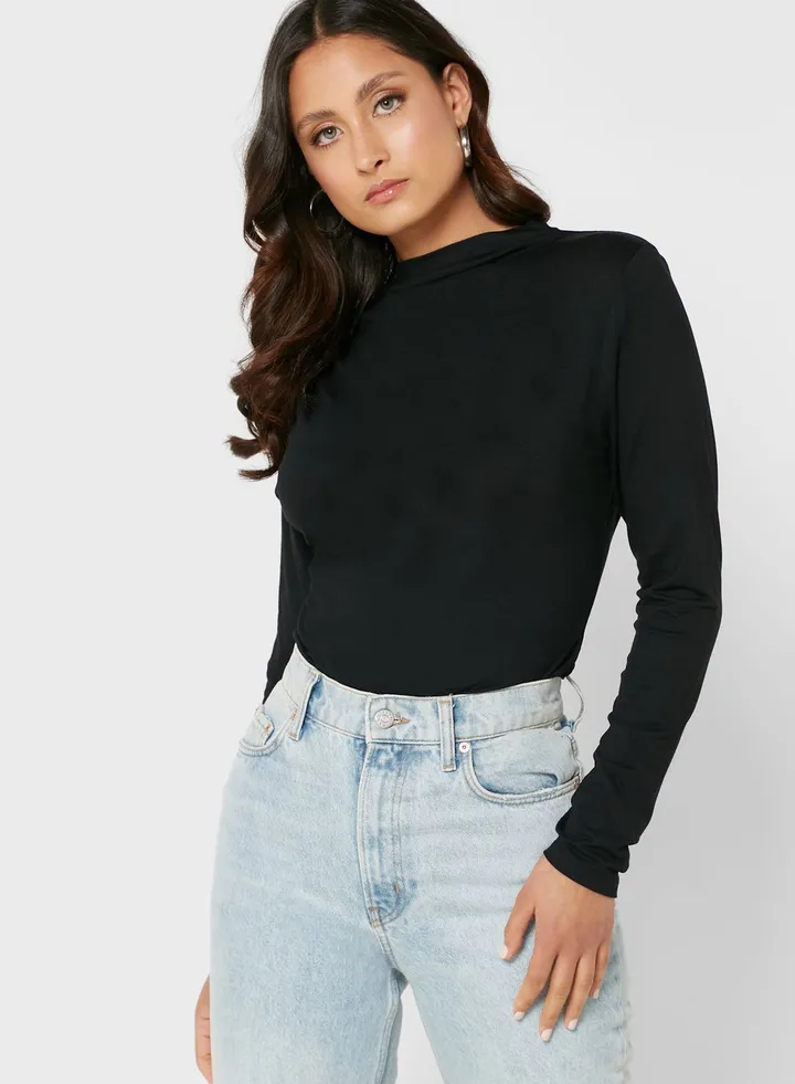 High Neck Knitted Top