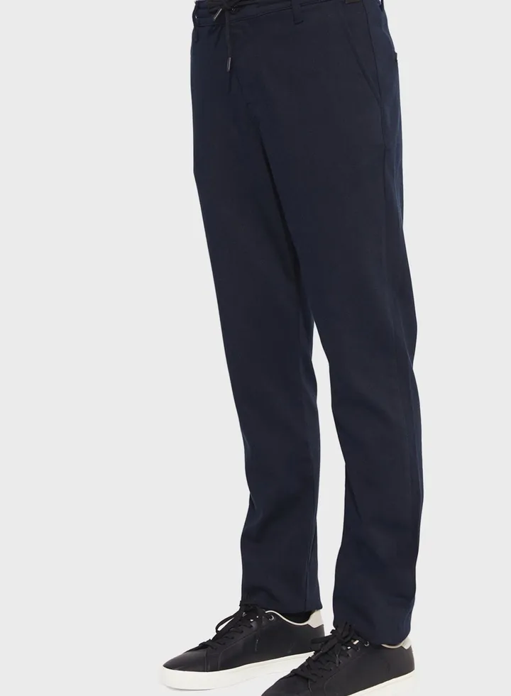 Textured Straight Fit Trousers