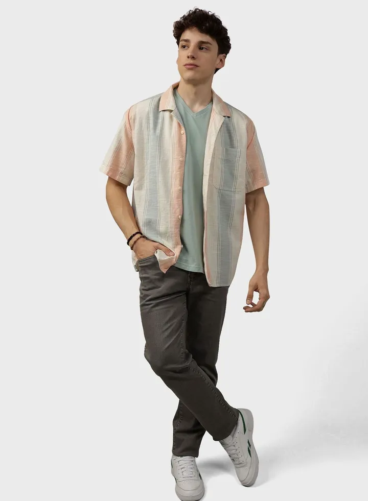 Relax Fit Tropical Printed Shirt