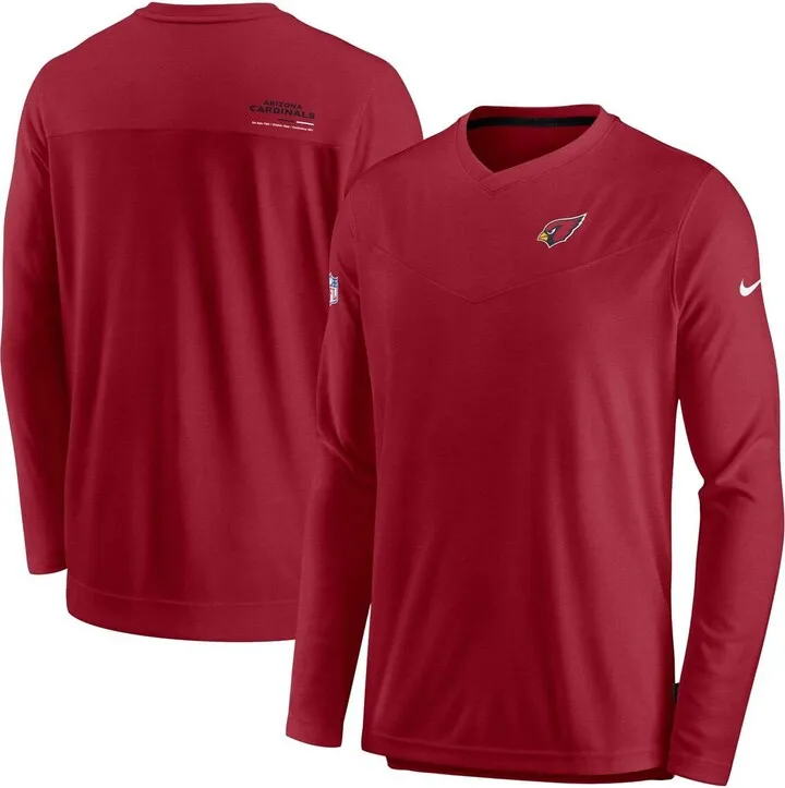 Men's Nike Cardinal Arizona Cardinals 2022 Sideline Coach Chevron Lock Up Performance Long Sleeve T-shirt