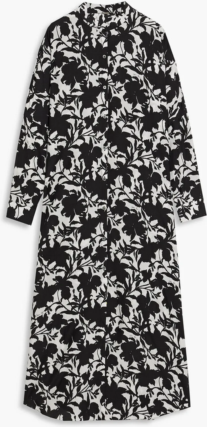 Printed cotton and silk-blend midi dress
