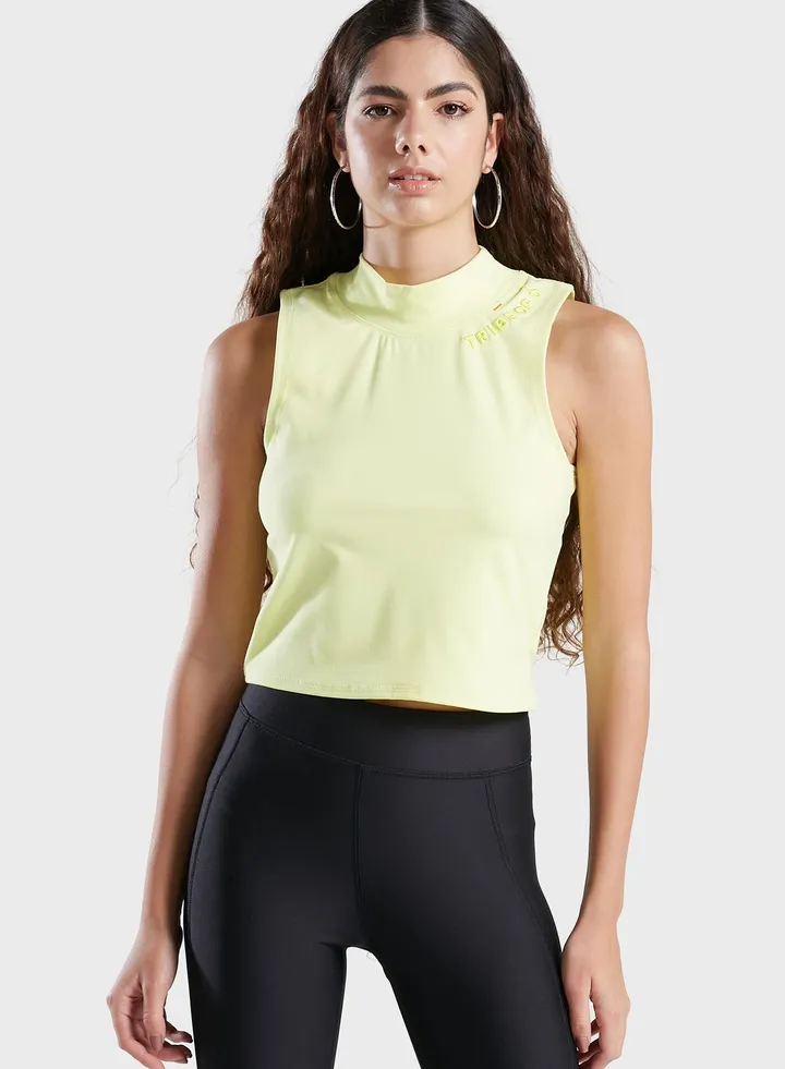 Aerial High Neck Racer Crop Top