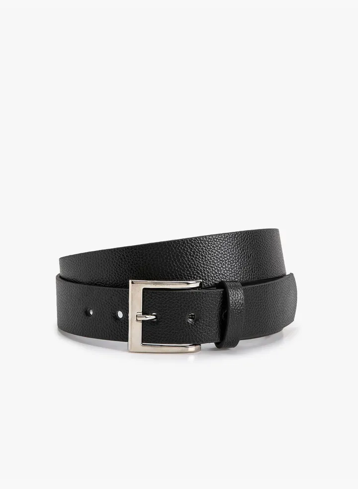 Metal Buckle Detail Faux Leather Belt