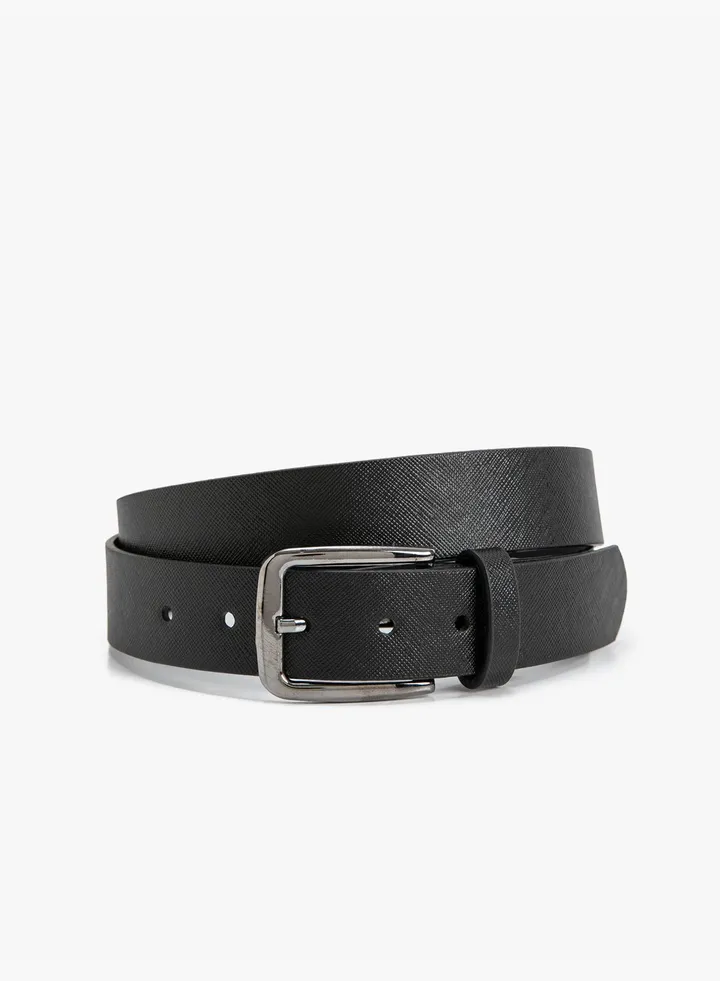 Metal Buckle Detail Faux Leather Belt