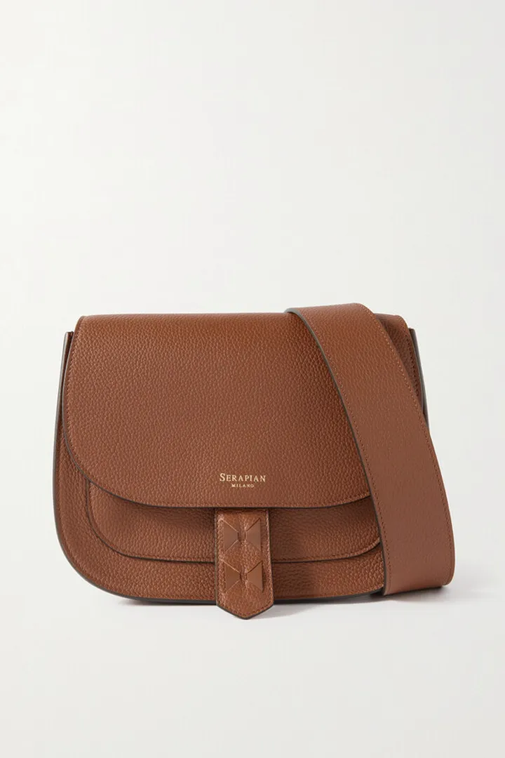 Serapian - Luna Textured-leather Shoulder Bag - Brown