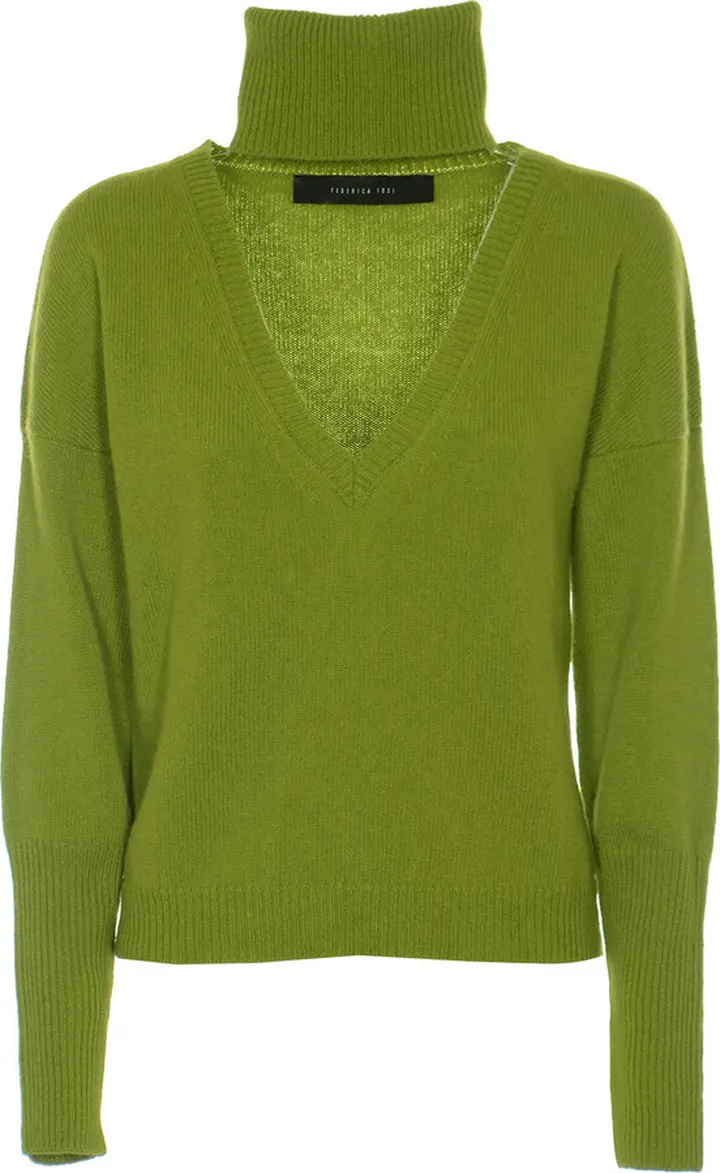 Turtle V-neck Rib Knit Sweater