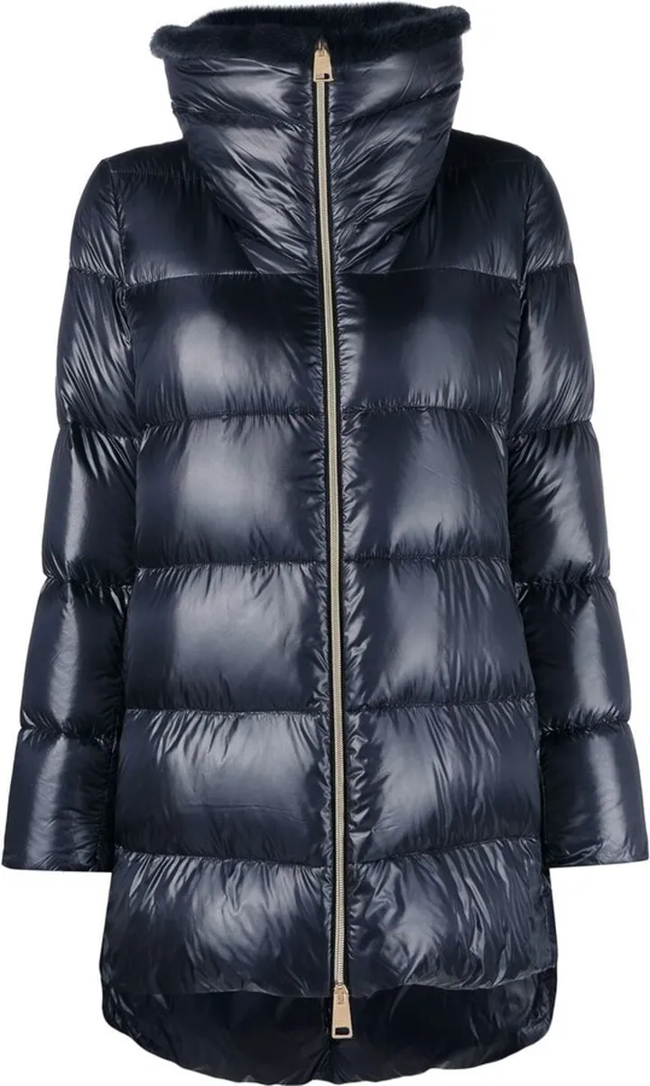 Ultralight faux-fur detail puffer coat
