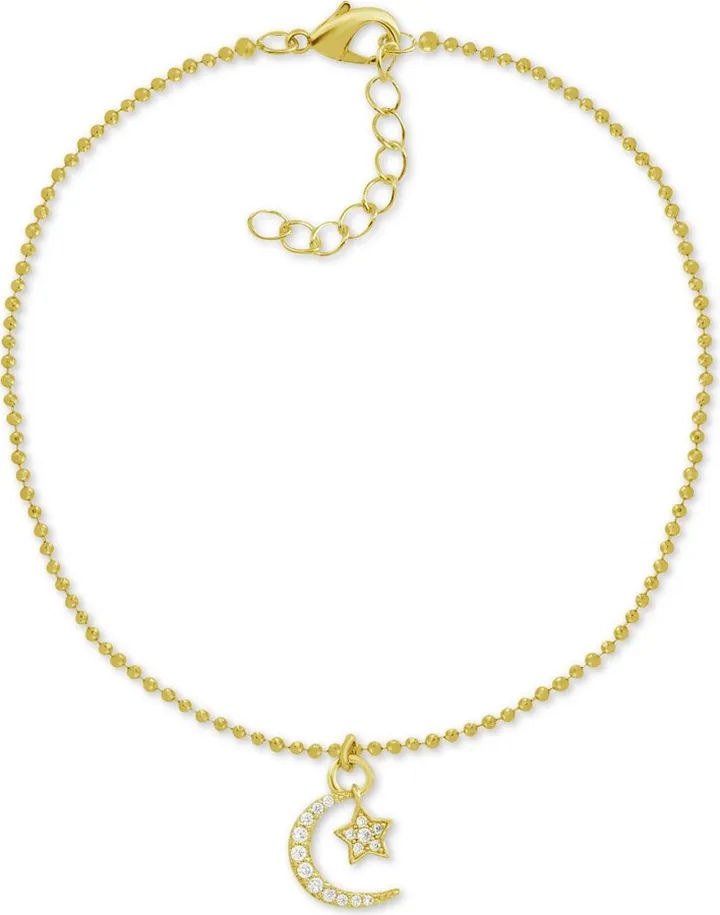 And Now This Crystal Star & Moon Charm Anklet in Gold-Plate