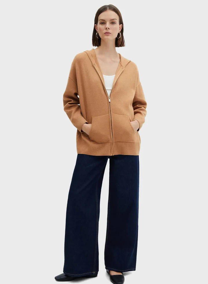 Knitted Pocket Detail Hoodie