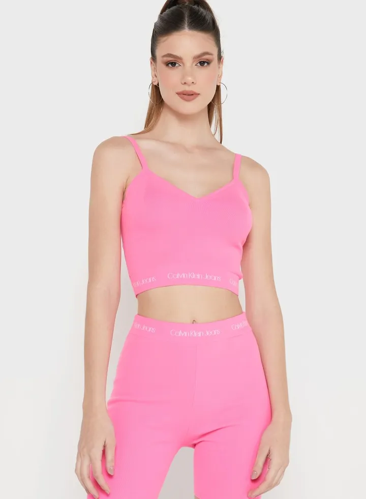 Logo Knitted Crop Top