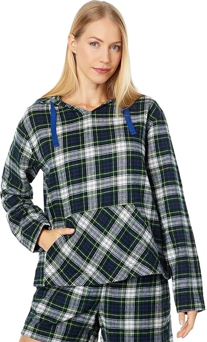 L.L.Bean Scotch Plaid Flannel Sleep Top (Dress Gordon) Women's Pajama