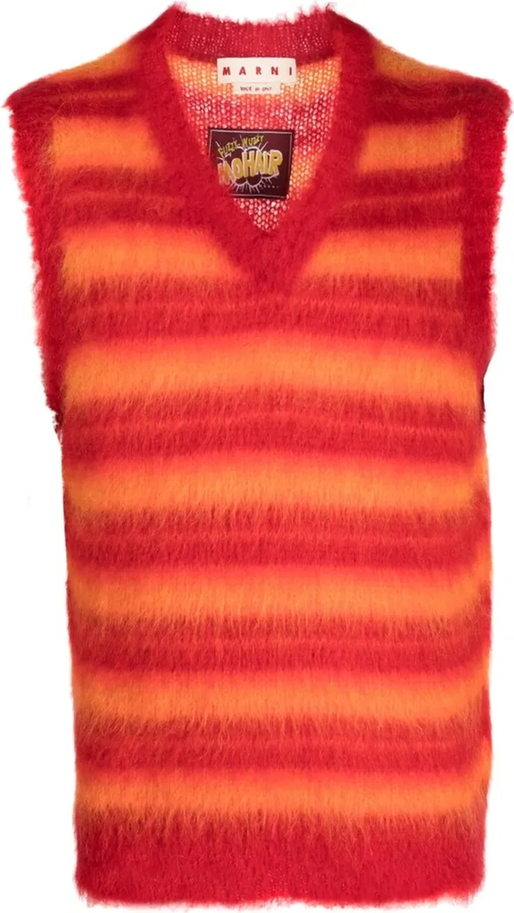 Brushed-Mohair Striped Vest