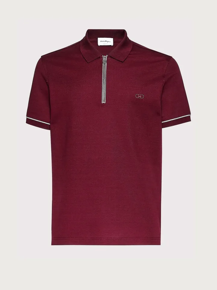Ferragamo Men Cotton piquet polo Red