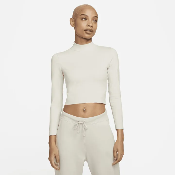 Women's Nike Yoga Dri-FIT Luxe Long Sleeve Crop Top in Brown