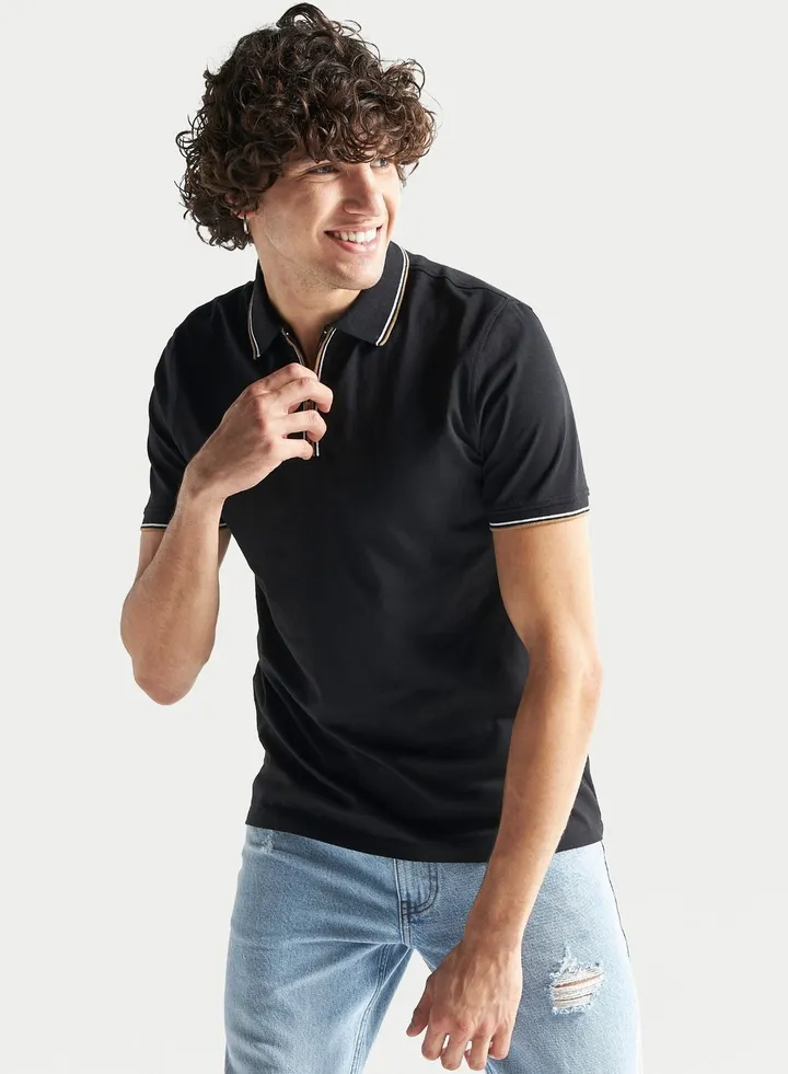 Zippered Polo Shirt