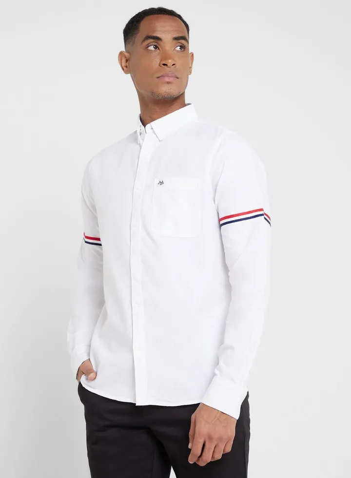 Thomas Scott Men White Slim Fit Pure Cotton Casual Sustainable Shirt