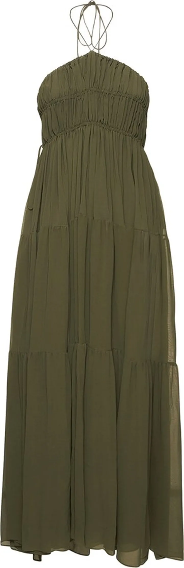 Shirred halter neck long dress
