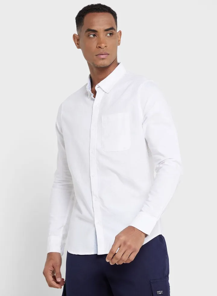 Thomas Scott Men White Slim Fit Cotton Casual Sustainable Shirt