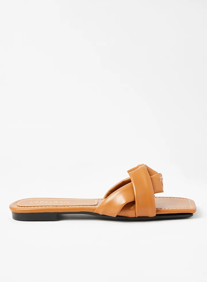 Faux Leather Flat Sandals