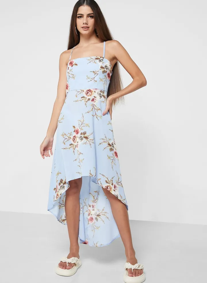 Floral Asymmetrical Hem Dress