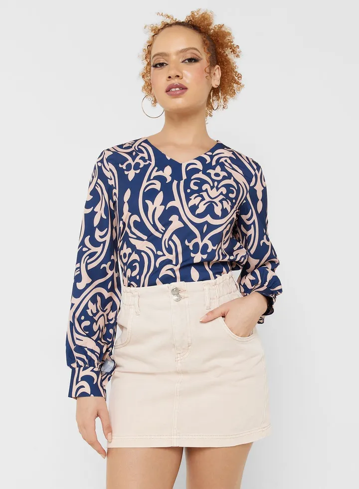 Urban Minx V-Neck Printed Top