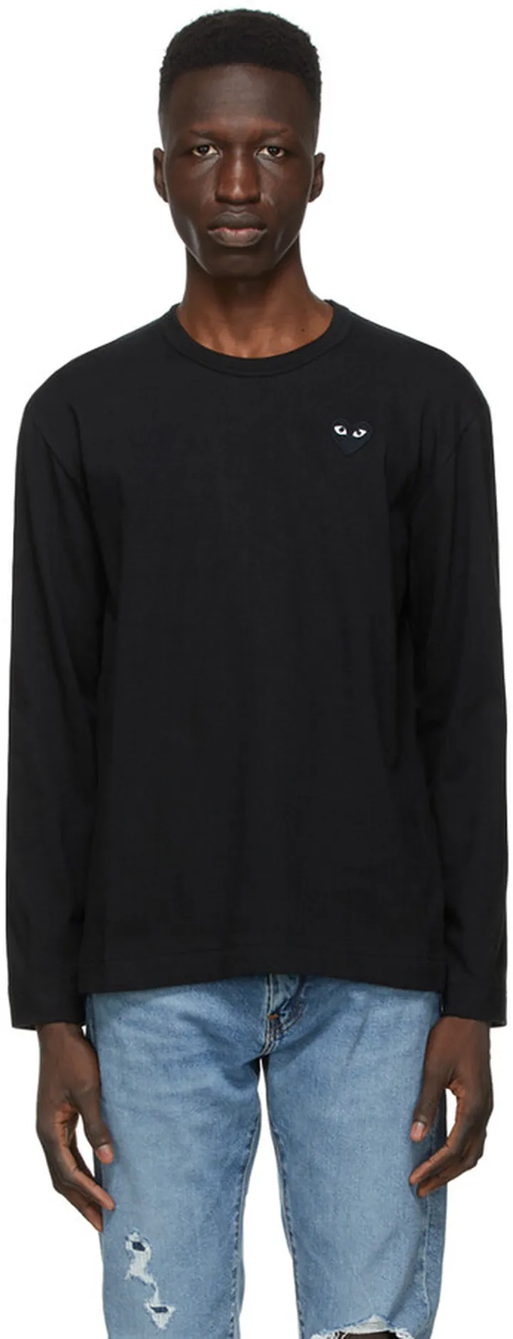 Comme des Garçons Play Black Monochrome Heart Patch Long Sleeve T-Shirt