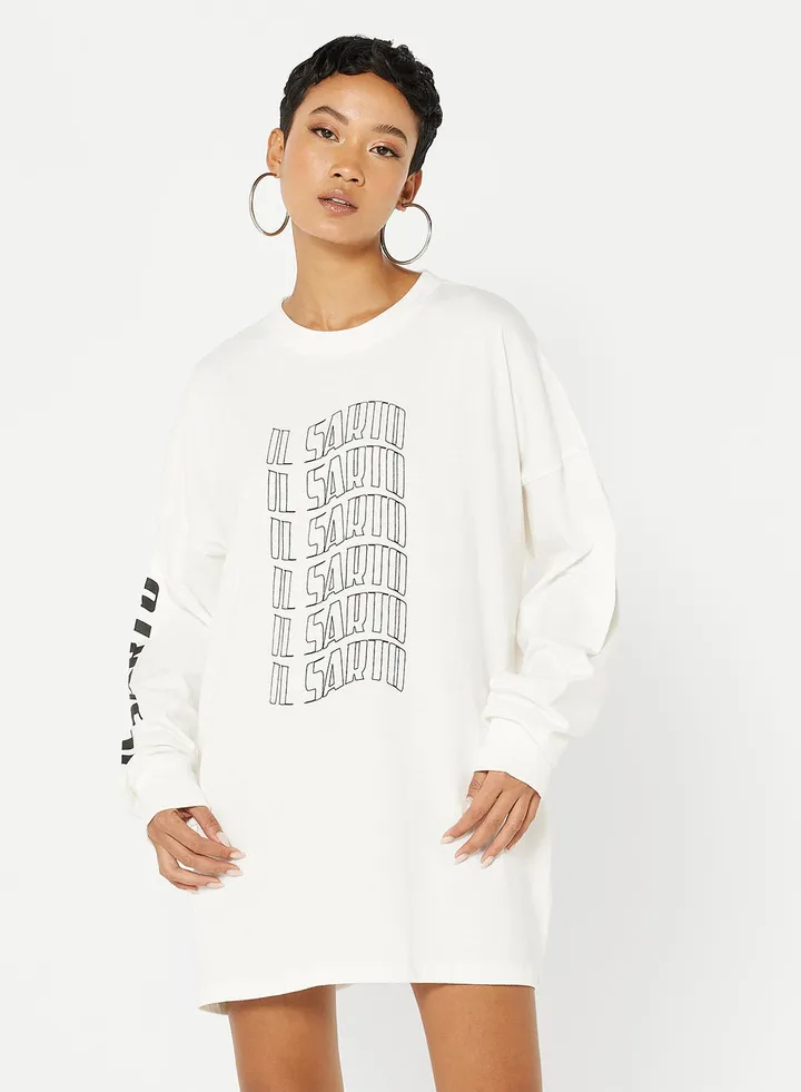Wave Graphic Oversized T-Shirt Dress