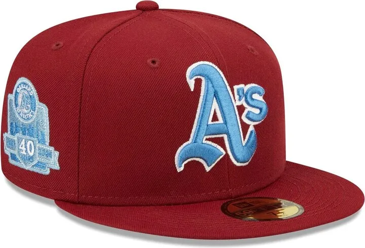 Men's New Era Cardinal Oakland Athletics 40th Anniversary Air Force Blue Undervisor 59FIFTY Fitted Hat