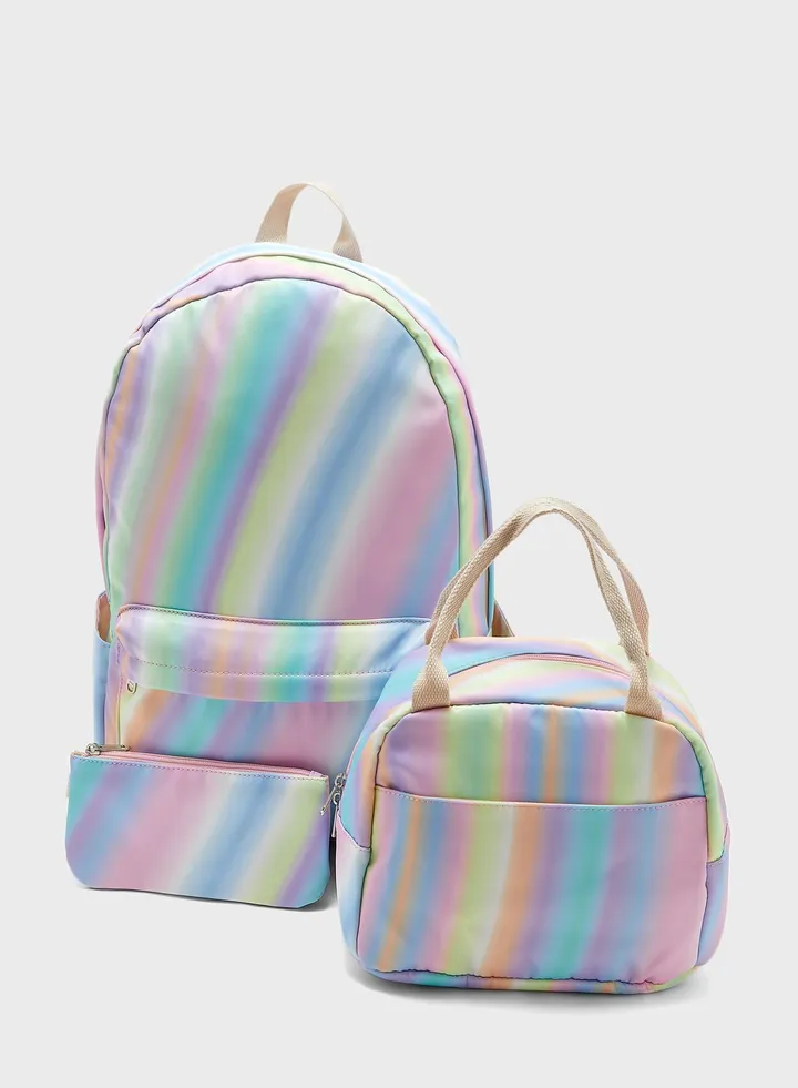 3 Piece Set Laptop Backpack, Lunch Bag And Pencil Case