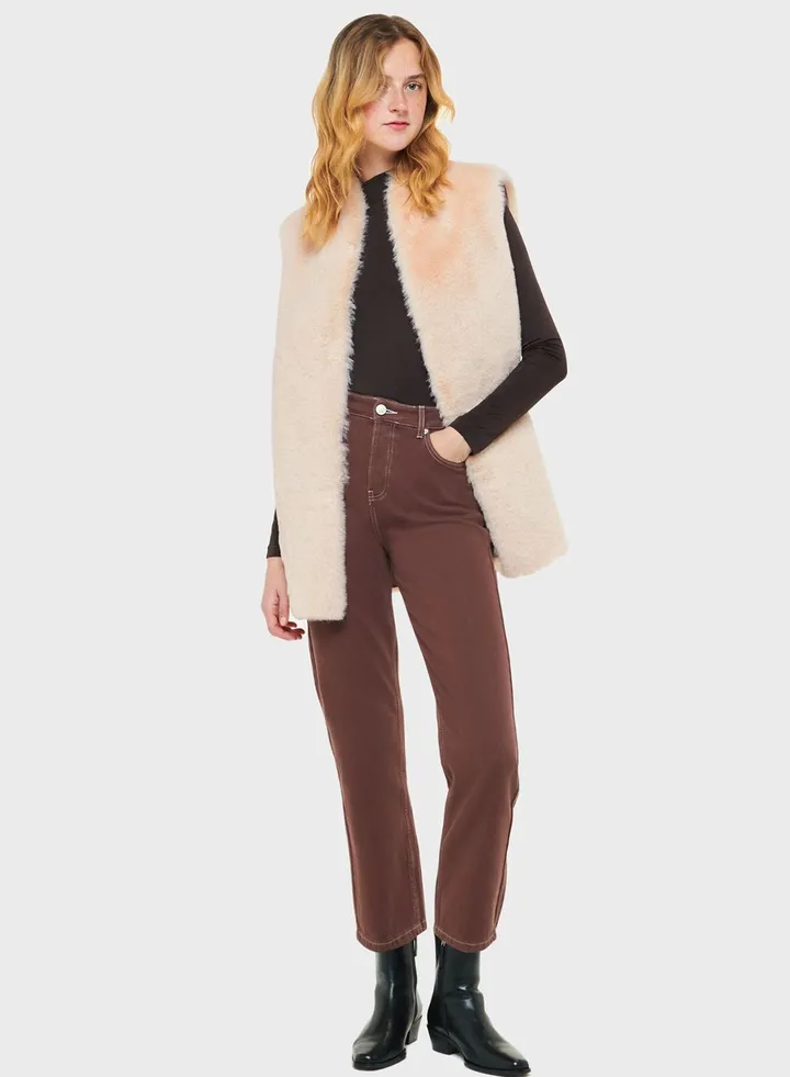 Fur Detail Vest Jacket