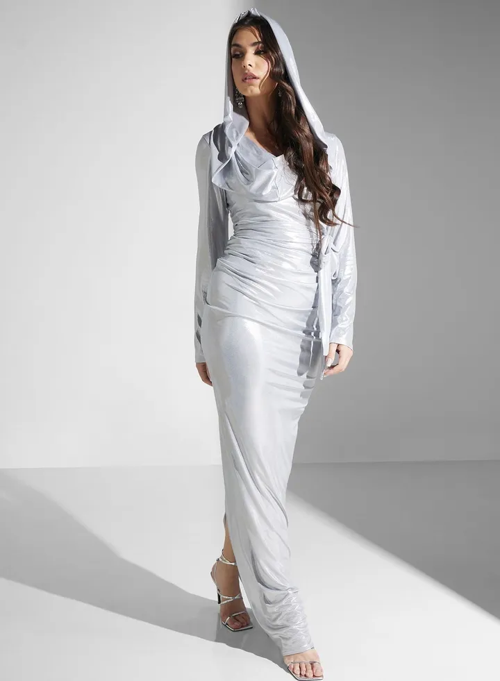 Side Slit Ruched Detail Dress