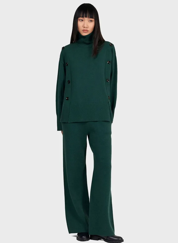 Elasticated Wide-Leg Knit Trousers