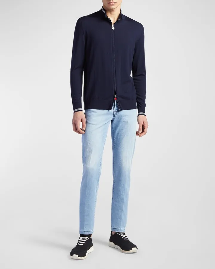 Men's Bleached Denim 5-Pocket Jeans