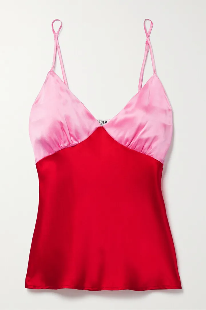 Maison Essentiele - 90s It Girl Two-tone Silk-satin Camisole - Red