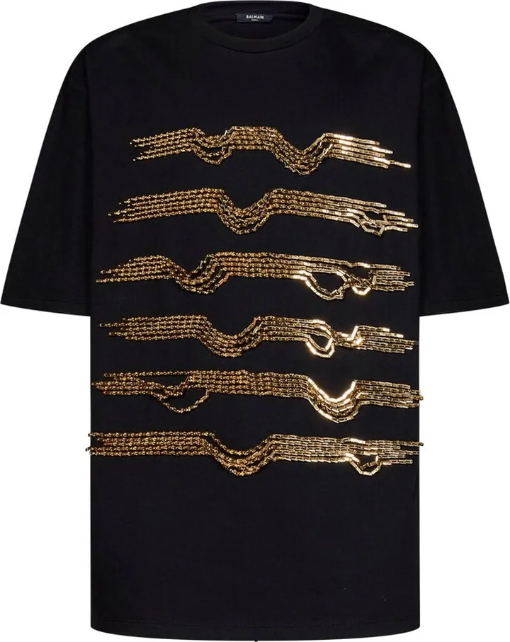 Balmain Chain-Trim Crewneck T-Shirt