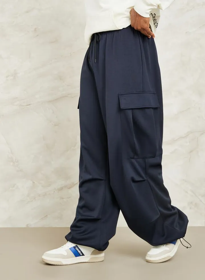 Wide Leg Terry Cargo Pants