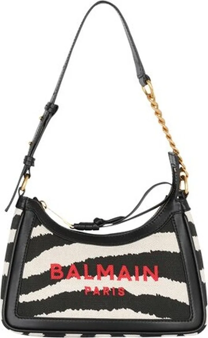 B-Army zebra print canvas bag with leather inserts