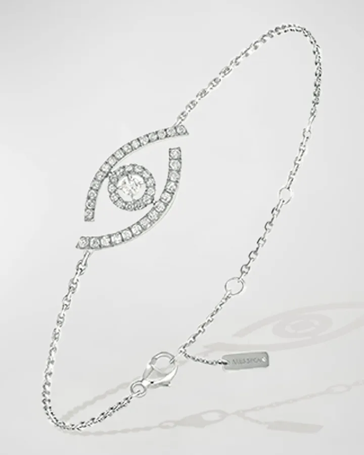 Lucky Eye 18K White Gold Pavé Diamond Bracelet