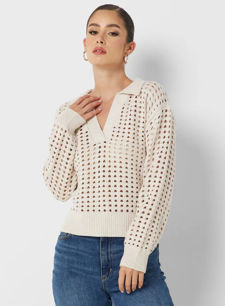 Polo Neck Knitted Sweater