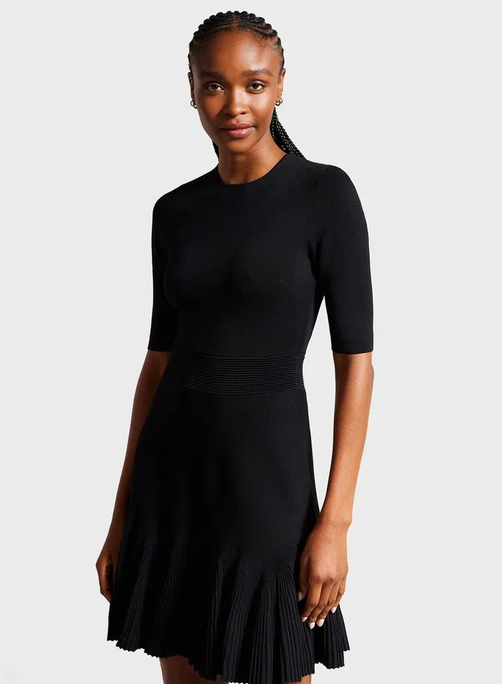 Ruffle Hem Knitted Dress